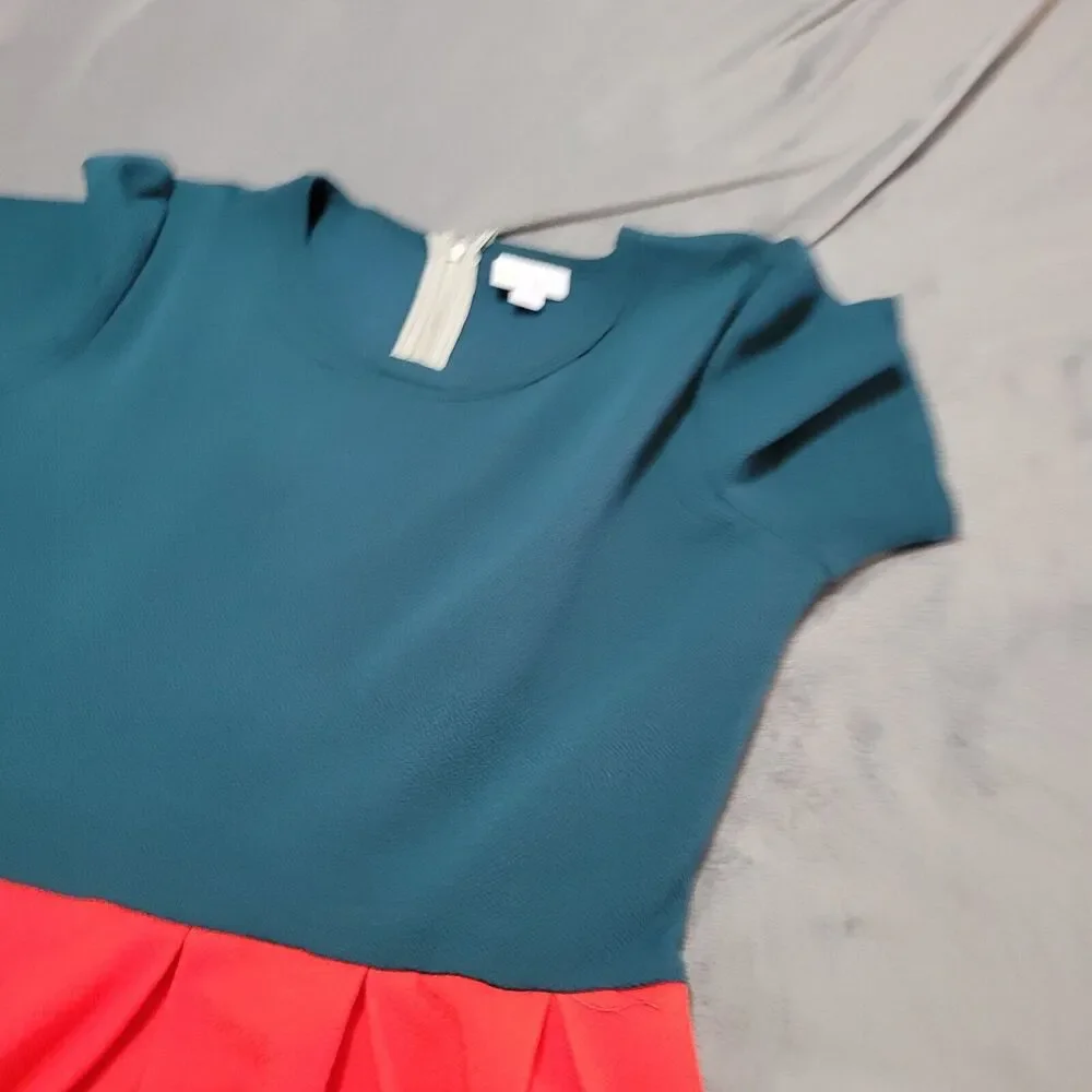 LuLaRoe Dress Womens Large Red Stripe Fit Flair Stretch Sleevless Scoop Neck Zip - Picture 2 of 9
